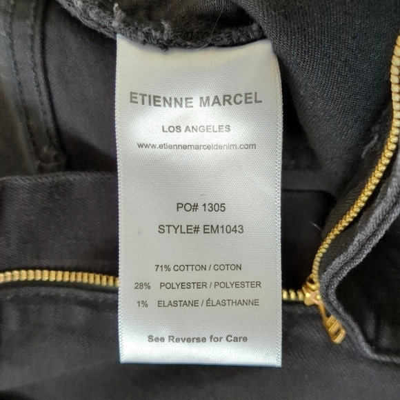 Etienne Marcel High Rise Zip Pocket Ankle Cropped Raw Hem Skinny Jeans Black 28 - Picture 9 of 16